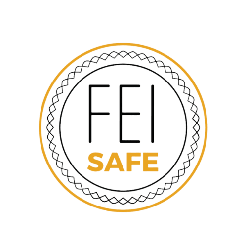 Excel Supplements FEI Safe Medallion highlighting the safety and compliance of their products for FEI competitions.