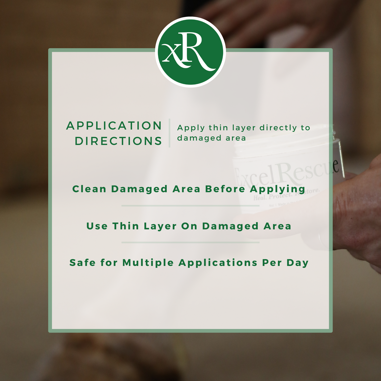 Application Directions for ExcelRescue Healing Wound Salve