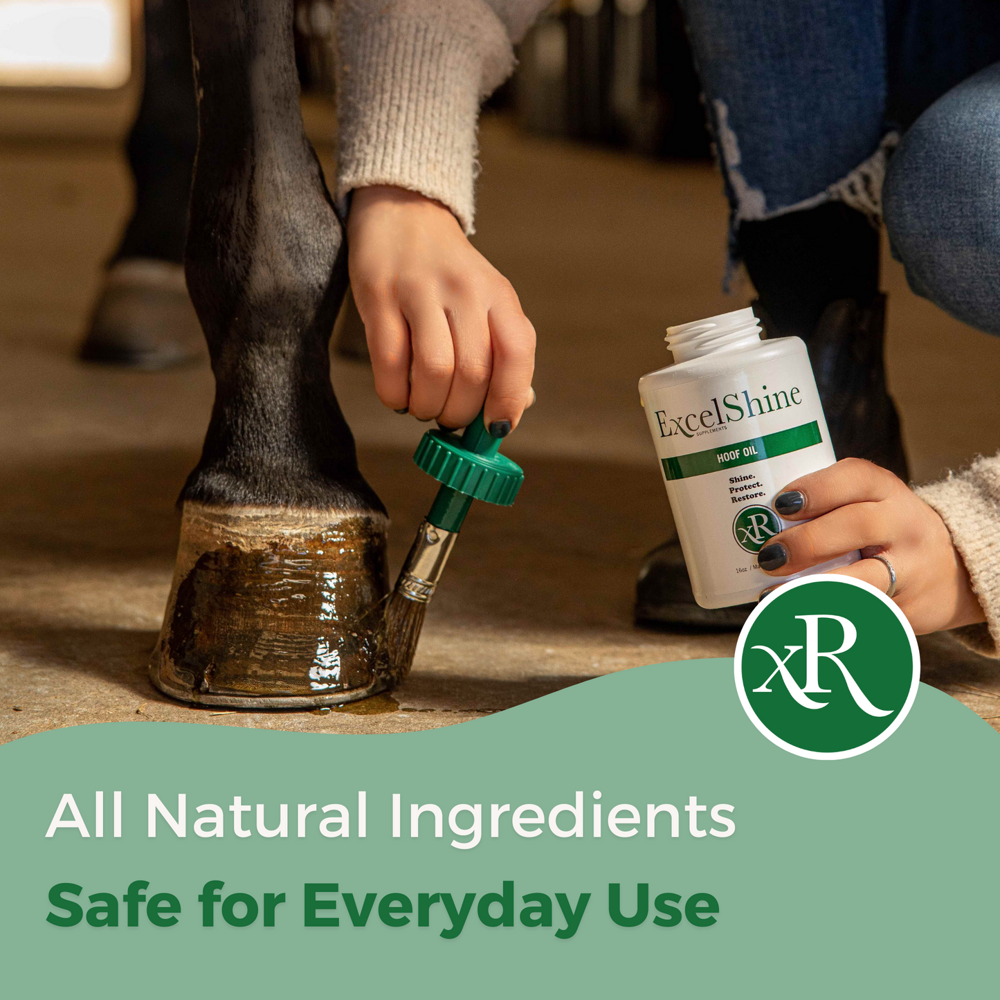 ExcelShine Hoof Oil offers all Natural ingredients and are safe for everyday use